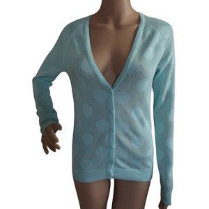 Unbranded Small Pastel Mint Green Cardigan Sweater aqua circle knit button